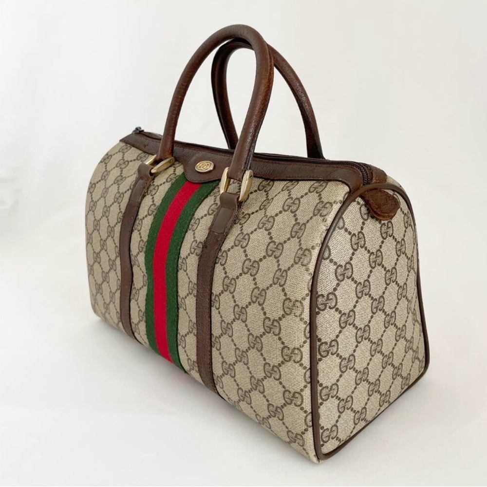 โจ Vintage Gucci GG Supreme Web Boston Bag - Sherry Line โจ - Picture 5 of 11